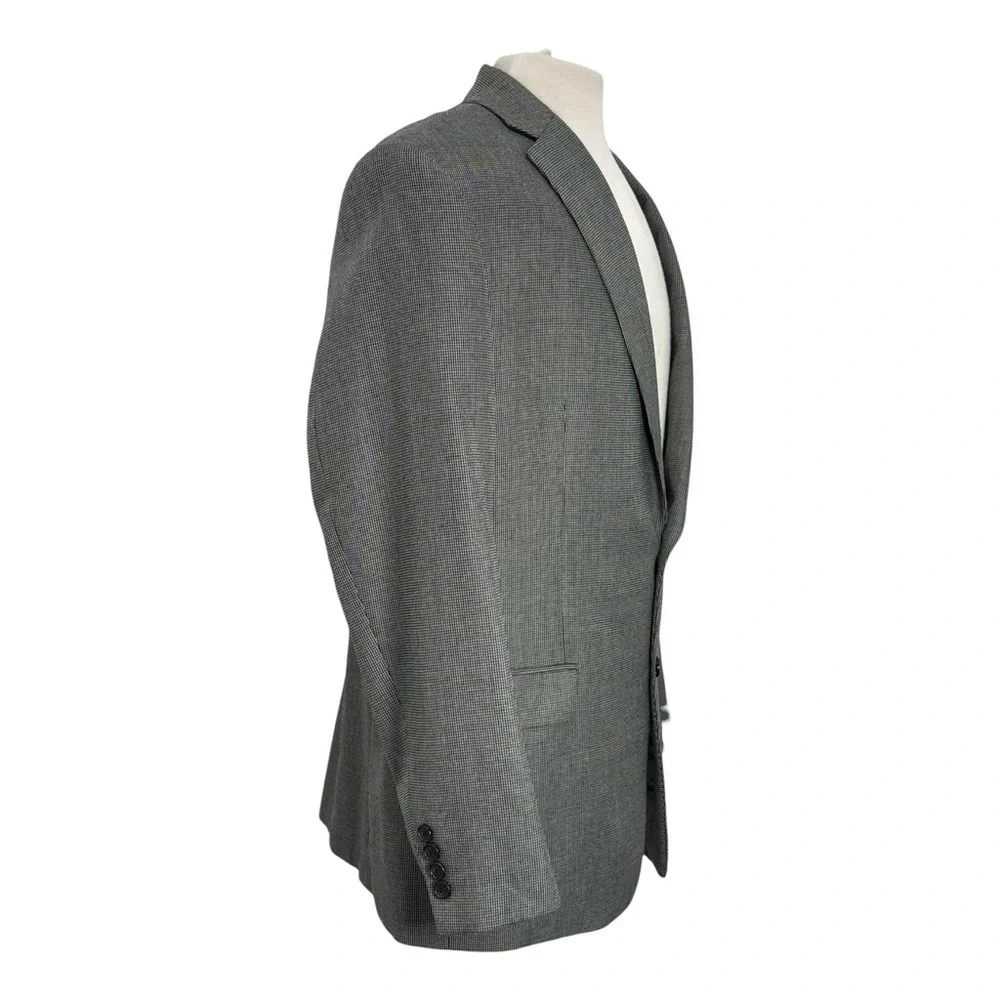 Lauren Ralph Lauren Mens Grey Houndstooth Classic Sport Coat Jacket 44R